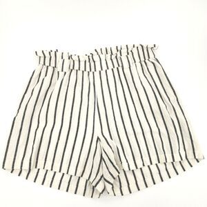 Eloquii Paperbag Shorts Womens Size 16 Black Stripes Linen Summer Beach Vacation